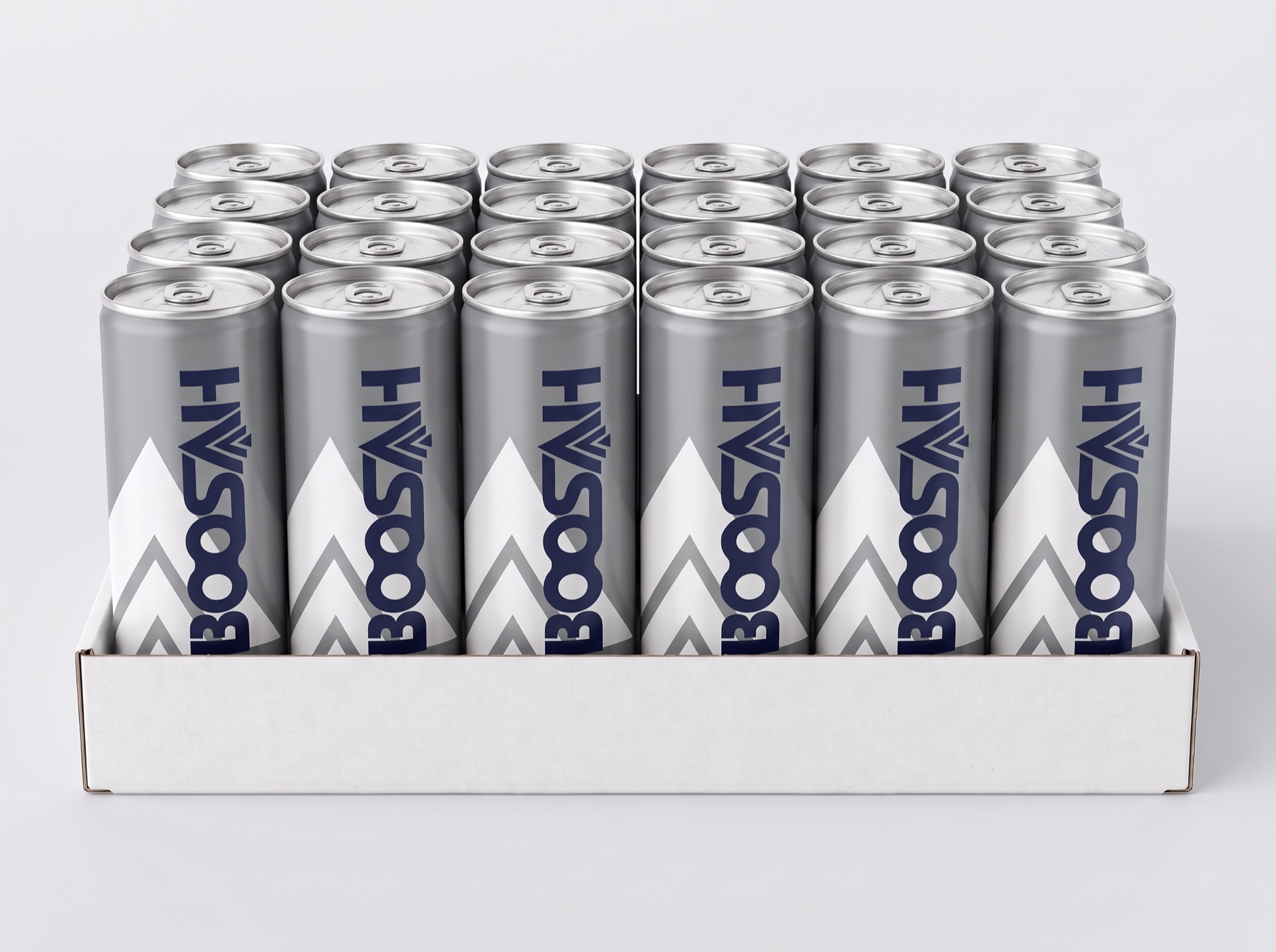Tray of 24 BOOSAH energy drink cans